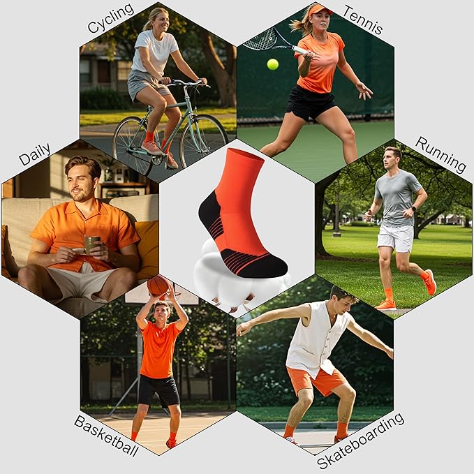 HUSO Compression Ankle Running Socks: Athletic Socks for Men Women with Cushion,Work Hiking Basketball Sport Socks 3 Pairs