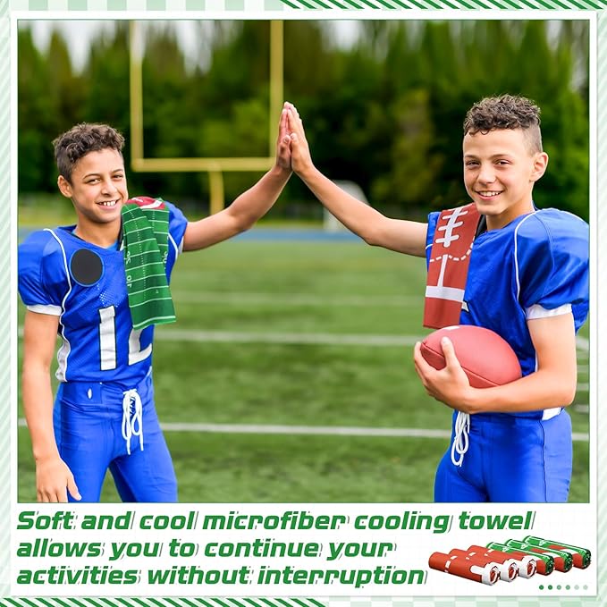 12 Pcs Sports Cooling Towels Baseball Basketball Softball 30 x 9 Inch Breathable Soccer Football Volleyball Microfiber Ice Towel Fast Drying for Party Favors Team Gift(Brown, Football)