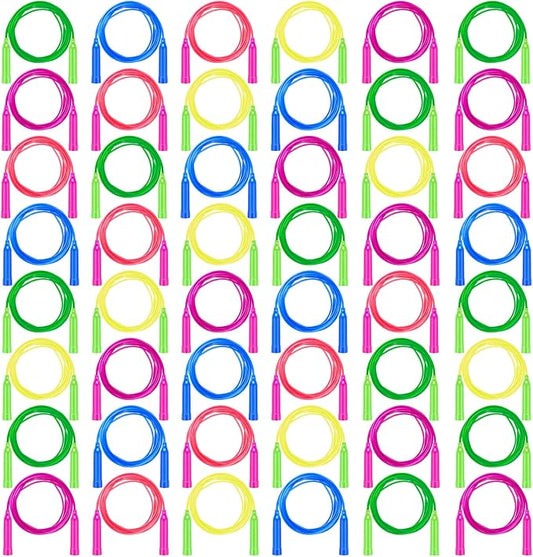 Aneco 48 Pack Kids Jump Rope Set 7.3 Feet Outdoor Jump Ropes Colorful Kids Jumping Ropes Great Sports Activities Birthday Party Favors Gifts