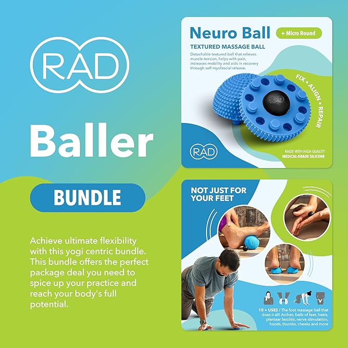RAD Baller Bundle – Myofascial Release Balls for Full Body Mobility & Recovery, Trigger Point Relief – Includes Rounds (Set of 3), Recovery Rounds (Set of 2), and Neuro Ball Foot Roller