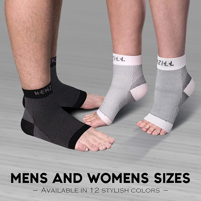 NEWZILL Plantar Fasciitis Socks with Arch Support, Best 24/7 Foot Care Compression Sleeve, Eases Swelling & Heel Spurs, Ankle Brace Support, Increases Circulation (S/M, White)