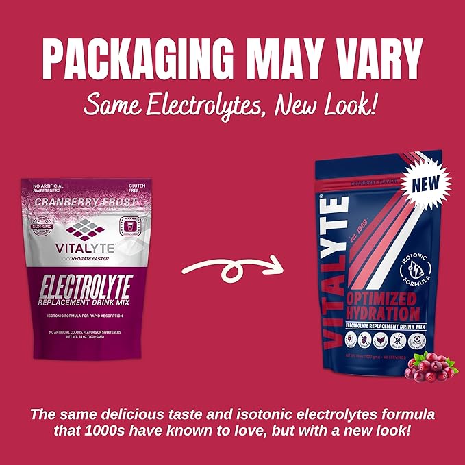 Vitalyte Electrolyte Powder Drink Mix, Isotonic Electrolyte Hydration Mix, Case Pack (6 Pack, Cranberry Frost)