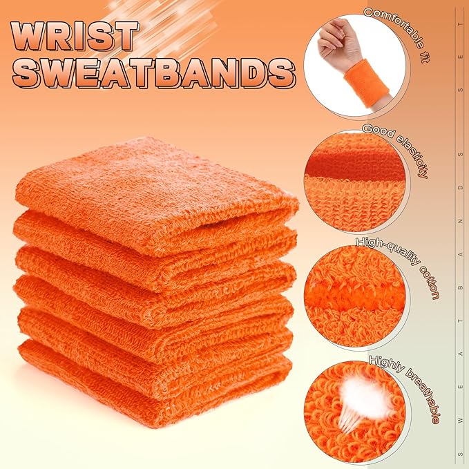 12 Pack Sweatbands Sports Wristband Cotton Sweat Band for Men and Women, Good for Tennis, Basketball, Running, Gym, Working Out