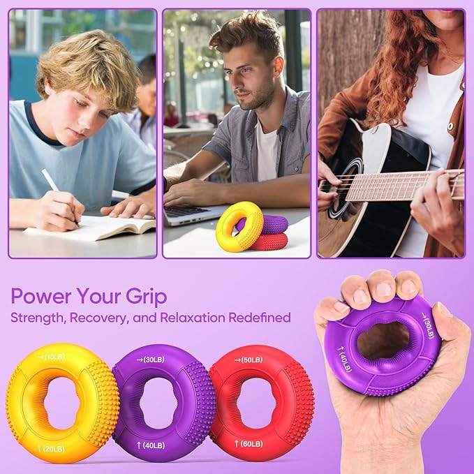 FitBeast Grip Strength Trainer, Finger Exerciser, Stress Balls for Adults 6-Piece Set, Hand Therapy for Strength, Recovery & Stress Relief, Forearm Strengthener for Men, Women & Seniors