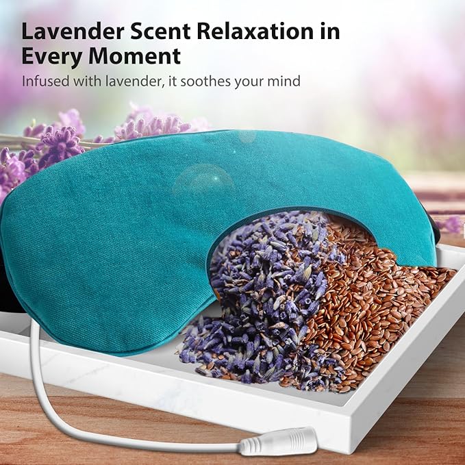 Ezona Heated Eye Mask, Warm Eye Compress Mask, USB Electric Eye Heating Pad with Temperature & Timer Control, Dry Eye Mask for Dry Eyes Blepharitis Sinus Migraine Stye MGD Puffiness Blue