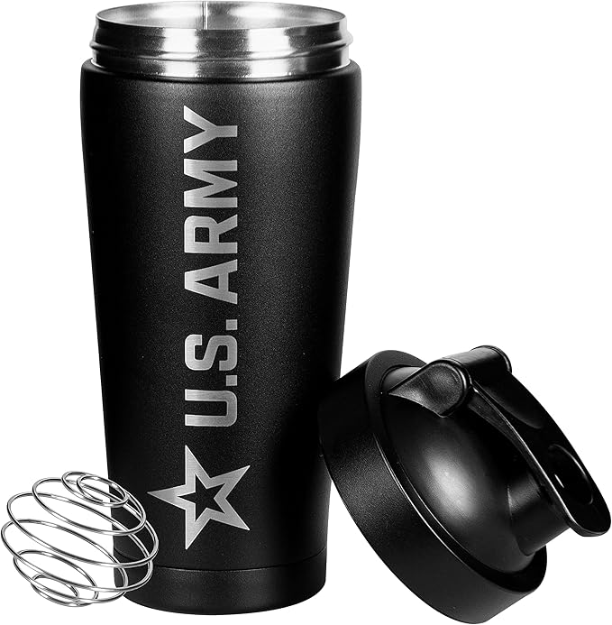 24oz Army Insulated Shaker Bottle - 24oz Water Bottle – Shaker Cup for Protein Shakes - US Army Gifts | Disabled Vet Owned Business | Army Shaker Cup