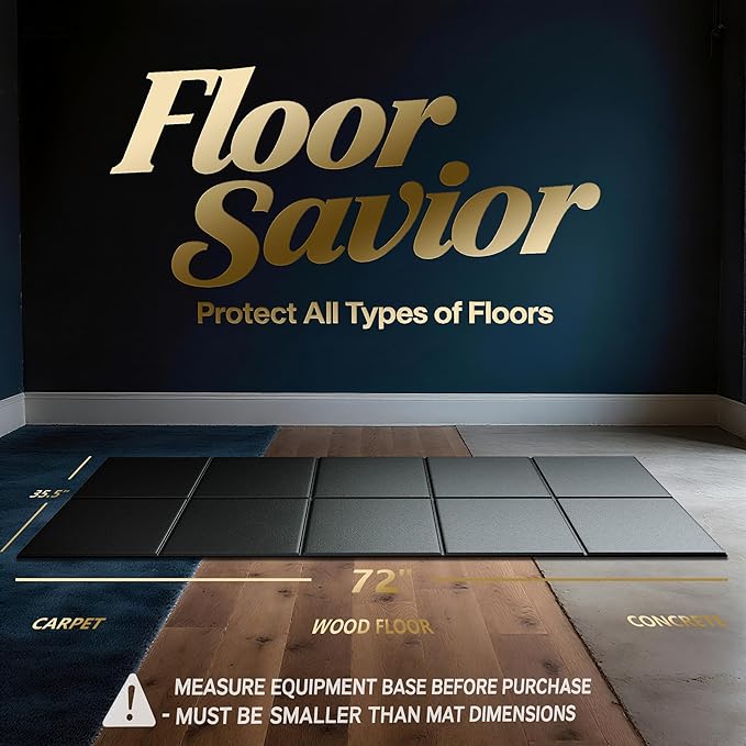 Foldable Treadmill Walking Pad Mat for Carpet Floors,72" x 35.5" 6mm Thick Treadmill Mat for Hardwood Floor,Indoor Exercise Stationary Bike,Elipitial, Gym Equipment, Noise Shock Absorption