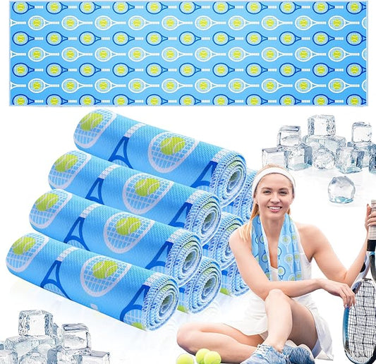 12 Pcs Tennis Towels in Fashionable Prints - Soft Microfiber Cotton 40 x 12 Inch Absorbent Fast Drying Cooling Towels - Tennis Gift for Women, Men, Team Sports Accessories