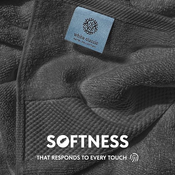 White Classic Luxury Hand Towels for Bathroom-Hotel-Spa-Kitchen-Set - Circlet Egyptian Cotton - 16x30 Inches - Set of 6, Charcoal Gray