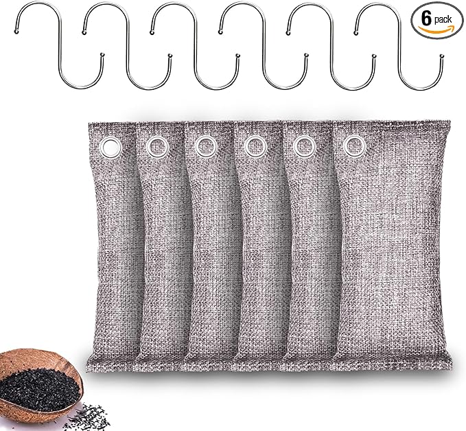 Activated Charcoal Odor Absorber, Odor Eliminator for Strong Odor,Coconut Shell Charcoal Air Purifying Bags for Home Car Closet Pet, Smoke Room Deodorizer