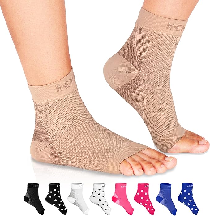 NEWZILL Plantar Fasciitis Socks with Arch Support, BEST 24/7 Foot Care Compression Sleeve, Eases Swelling & Heel Spurs, Ankle Brace Support, Increases Circulation (S/M, Nude)