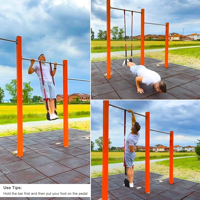 Pull Up Assistance Bands with Fabric Feet/Knee Rest, Heavy Duty Pull Up Resistance Bands, Pull up Assist Bands Pull-up Exercise Band for Chin-up Workout, Body Stretching