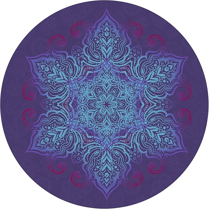 Round Meditation Pilates Yoga Mat Luxury Suede Large Yoga Mat Natural Rubber Non-Slip Base is ery Suitable for Meditation, Stretching, Yoga Environmental Protection, Fitness Exercise, Home and Outdoor. 140CM Diameter