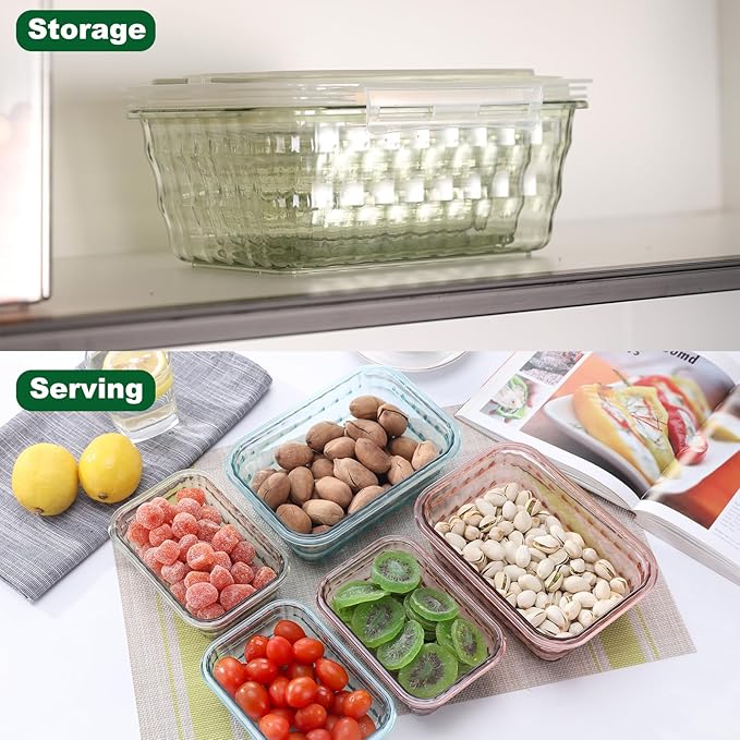 Taiuloo Set of 3 Food Storage Containers with Lids & Handle, BPA Free Plastic Meal Prep & Salad Bowl Containers To Go for Lunch, Salad Serving Bowls for Snack, Fruit, Veggie, Pink
