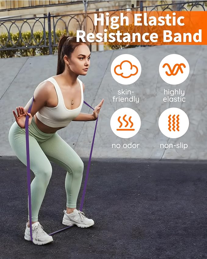 Resistance Bands Set - Pull Up Bands for Men Women, Exercise Bands Resistance with Door Anchor, Training Poster & Pouch for Body Stretching, Pull Up Assist