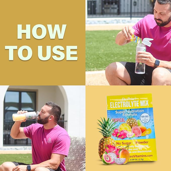 Dr. Price’s Electrolyte Mix | Sugar-Free Hydration Powder with 72+ Trace Minerals | No Sugar, Fast-Dissolving Electrolytes Powder Packets | Tropical (30 Packs)