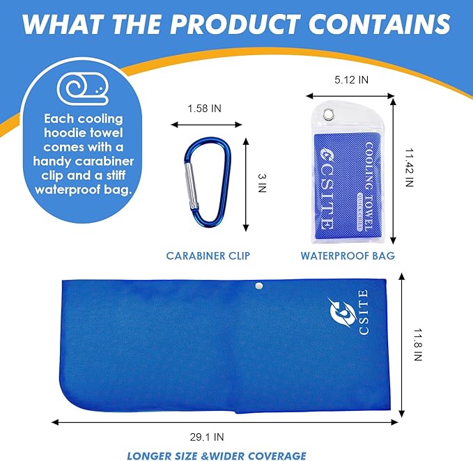 2 Pack Cooling Hoodie Towels, Instant Cooling Towels for Neck and Face, UPF 50 Sun Protection, Ice Towel for Hot Weather, Head Towel for Sports, Camping, Cycling & More Activities