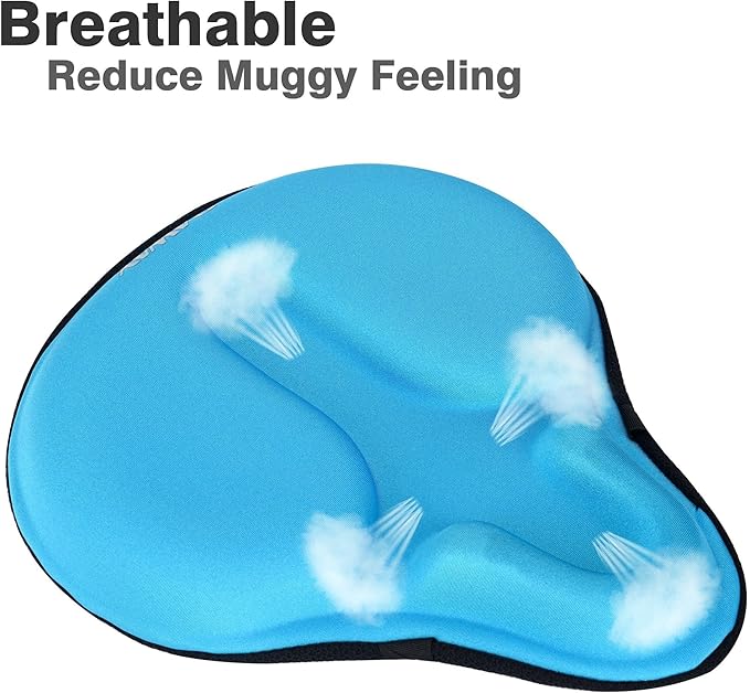 DAWAY Comfortable Bike Seat Cover - Silicone Gel & Memory Foam Padded Bike Seat Cushion for Men Women - Soft Bicycle Saddle Cover for Peloton, Stationary Exercise, Mountain Road Bikes - XL/Large/Small
