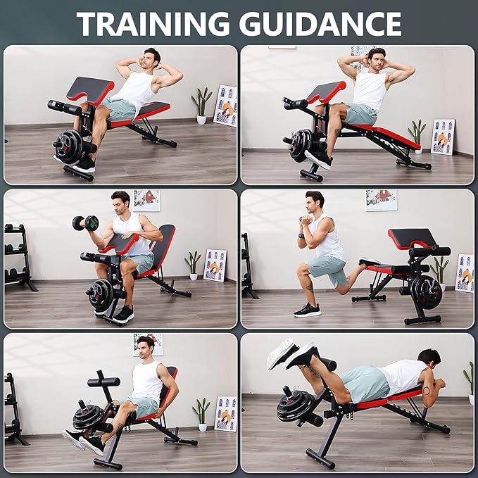 OPPSDECOR 800LBS Adjustable Weight Bench, Workout Bench for Home Gym, Weight Bench with Leg Extension and Leg Curl, Preacher Curl Bench, Gym Bench Exercise Bench