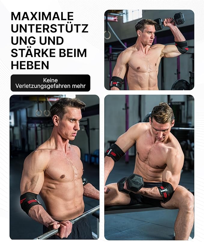 DMoose Fitness Elbow Wraps for Weightlifting (Pair) 40" Adjustable Brace for Joint Support, Pain Relief & Tendonitis - Elbow Straps for Weight Lifting, Bench Press & Gym Workouts, Band for Men & Women