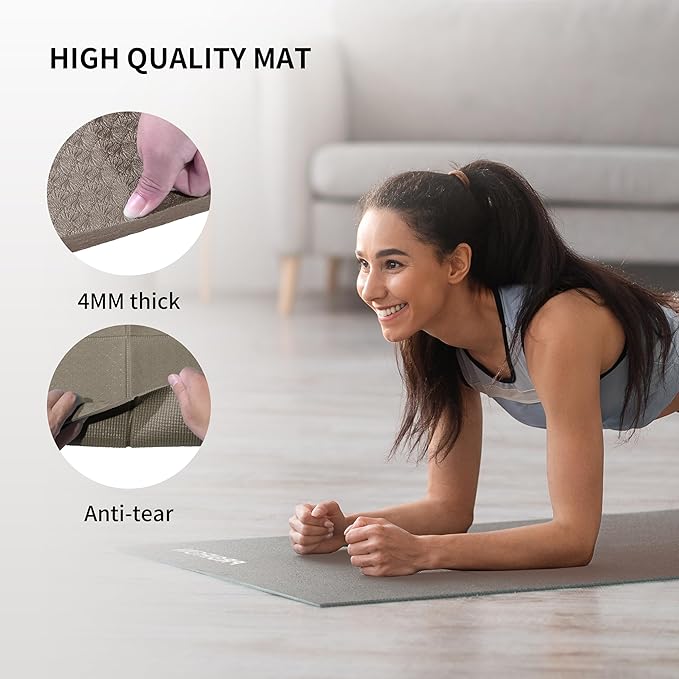 PROIRON Foldable Yoga Mat 0.24"/0.16" for Home Workout & Travel, Non Slip Travel Yoga Mats with Carry Bag, Packable Yoga Mat for Home Gym, Pilates, Fitness,Stretching