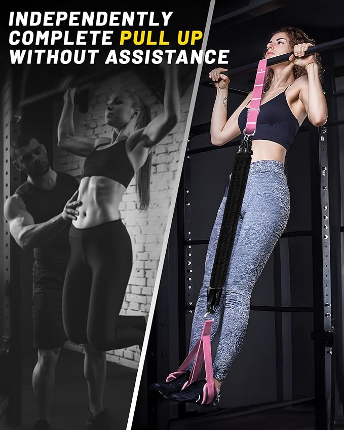 MANUEKLEAR Heavy Duty Resistance Bands for Pull Ups, Pull Up Assistance Bands with Scale Tracking Feature, Adjustable Pull Up Assist Band with Five 50-Pound Pull Up Bands and Fabric Feet/Knee Rest