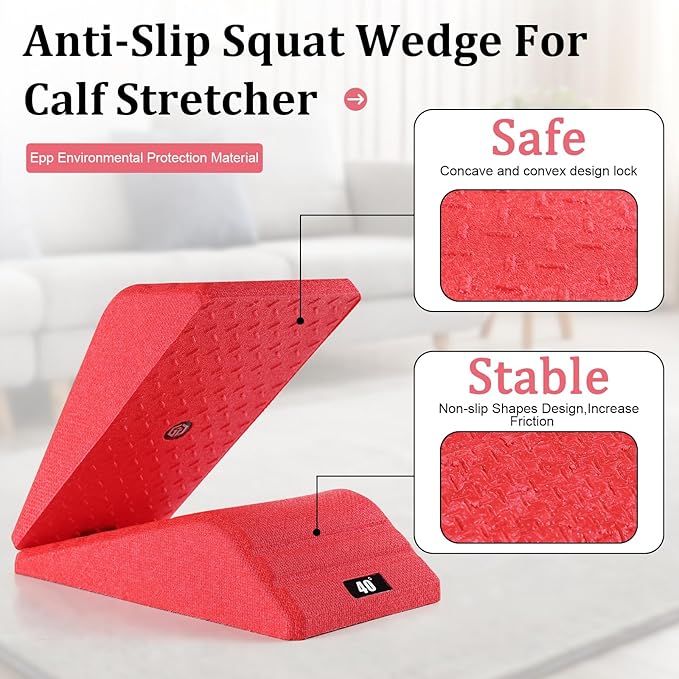 Squat Wedge Block 2PCS Non Slip Professional Ramp - 550 LBS Weight Capacity - Slant Board for Calf Stretching - Calf Stretcher Slant Board - Yoga Blocks