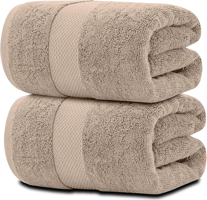 White Classic Luxury Soft Bath Sheet Towels - 650 GSM Cotton Luxury Bath Towels Extra Large 35x70 | Highly Absorbent and Quick Dry | Hotel Collection Extra Large Bath Towels Oversized, Taupe, 2 Pack