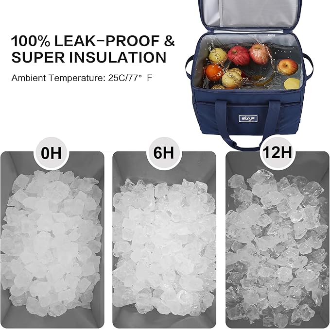 SUNUP 48 Cans Soft Sided Insulated Cooler Bag, Collapsible Large Ice Chest, Portable Leak-Proof Cooler for Travel, Camping, Beach, Grocery