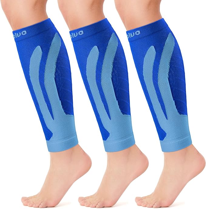 CAMBIVO 3 Pairs Calf Compression Sleeves for Men & Women – Footless Compression Socks for Shin Splints, Pain Relief, Varicose Veins – Leg Support for Running, Travel, Fitness, Nursing