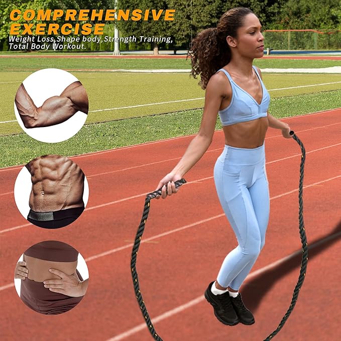 Jump Rope, Weighted Jump Rope for Men & Women, 2.2 lb 2.5 lb 2.8 lb 5.5 lb Heavy Exercise Jumpropes for Fitness Home Gym Workout Equipment for Improve Strength, Building Muscle, Power Training
