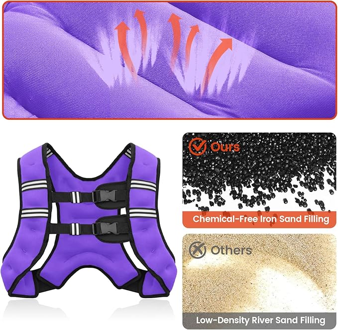 Weighted Vest, 6lb/8lb/12lb/16lb/20lb/25lb/30lb Weight Vest for Men Women, Body Weight Vests Adjustable with Reflective Stripe for Strength Training, Running, Training Workout, Jogging, Walking