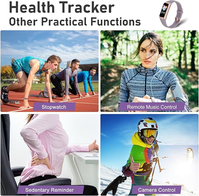 Fitness Tracker with Step Counter/Calories/Stopwatch, Activity Tracker, Health Tracker with Heart Rate Monitor, Sleep Tracker,1.10''AMOLED Touch Color Screen, Pedometer Watch for Women Men