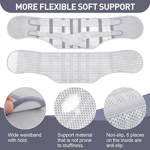 Breathable Back Brace for Women & Men - Comfortable Lower Back Pain Relief & Posture Corrector Support Belt to Relieve Pain and Improve Posture(Gray,X-Large)
