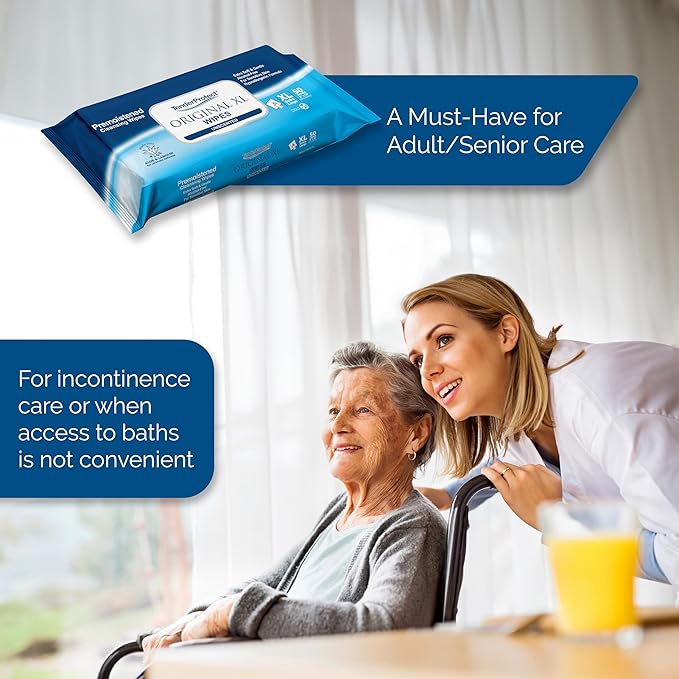TenderProtect® Original XL Premium Adult Wipes (50/Pk), Extra-Large 9"x12" Wet Wipes with Aloe, Wash Cloths for Babies & Elderly, Incontinence, Hands & Body Cleaning