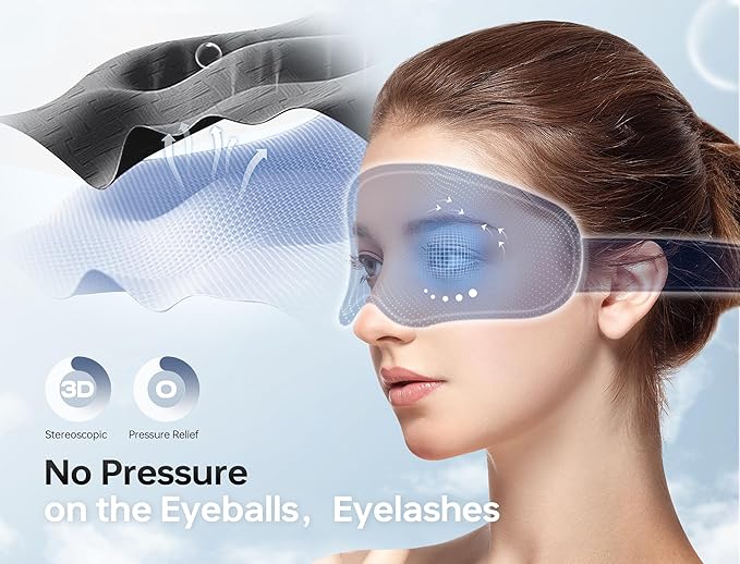 Sleep Mask with Headphones Bluetooth 5.4, TOPOINT 3D Eye Mask Blackout Breath Silk for Side Sleepers Women Men, Sleep Headphones Earphones HD Speaker Microphone for Travel Meditation Gift, CPAP Users