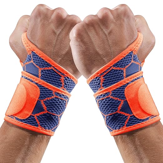 Sport Slim Wrist Wrap - Wrist Brace for Carpal Tunnel Relief, Neoprene-Free Compression Wrist Support for Workout, Adjustable Wrist Guards Fit Right Left Hand(Cobalt Bule, 2 Pack)