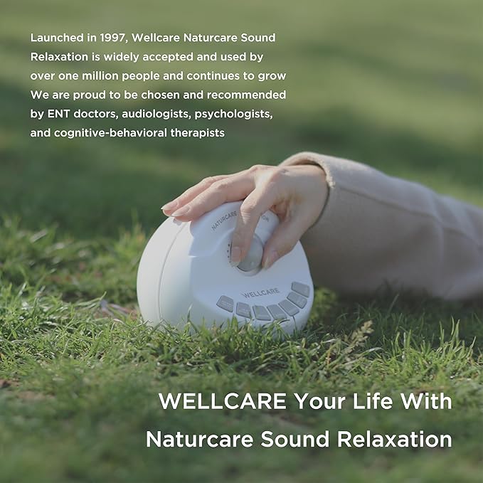 WELLCARE-Naturcare Sound Relaxation, White Noise, 7 Nature Sounds, Sleep Sound Machine, Calm Infants, for Baby, Kids, Adult. Stepless Volume, Timer, Powered by Adapter or Batteries(Both Not Incl.)