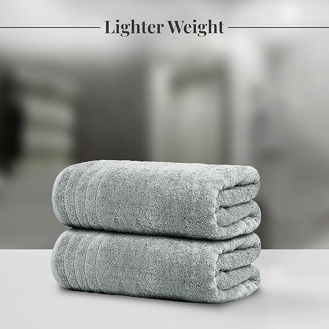 Tens Towels Pack of 4 Extra Large Bath Towels 30 x 60 Inches, 100% Cotton, Larger & Lighter Weight, Quicker to Dry, Super Soft and Absorbent, Perfect for Bathroom, Cool Grey