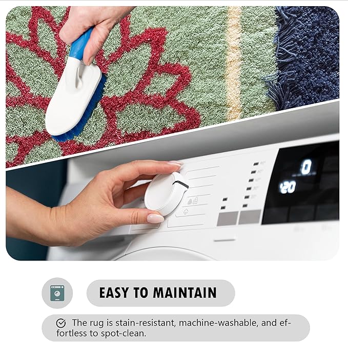 Himalayan 3 x 3 Navy Blue/Green Luxury Meditation Rug Mat Square Rugs | Thick & Supportive Yoga Mat with Non-Slip Base | Decorative Carpet & Accent Rug for Zen, Home Office & Living Room