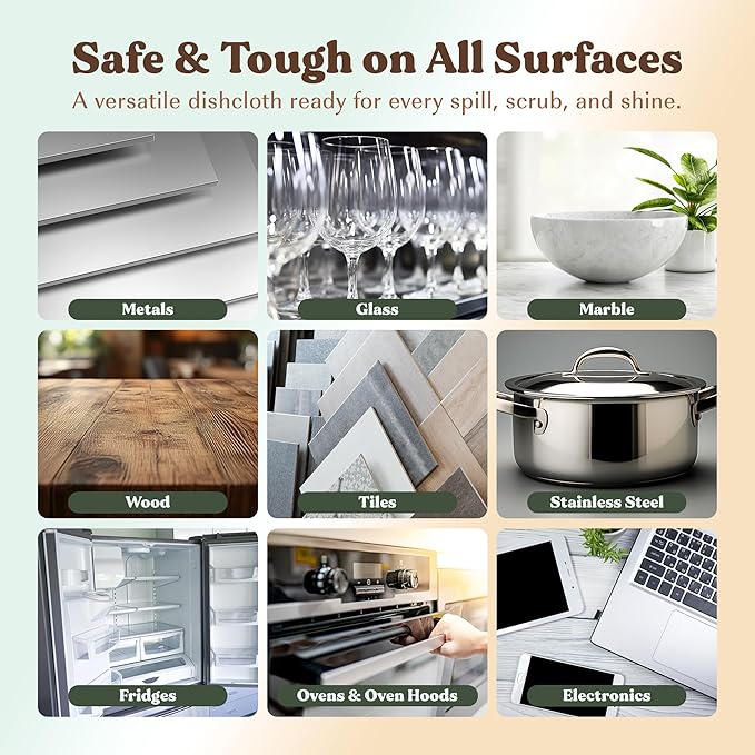 FEBU Swedish Dishcloths for Kitchen | 5 Pack Black Minimalist Reusable Paper Towels Washable | Swedish Dish Towels | Non-Scratch Cellulose Sponge Cloths | No Odor, Biodegradable Cleaning Cloths