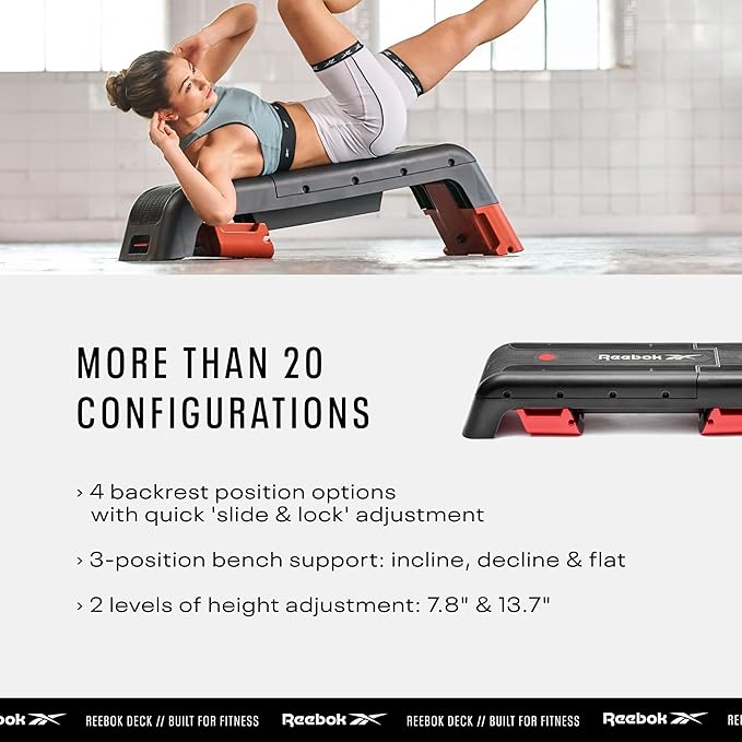 Reebok Deck Multipurpose Adjustable Bench Aerobic Strength Training Incline and Decline2