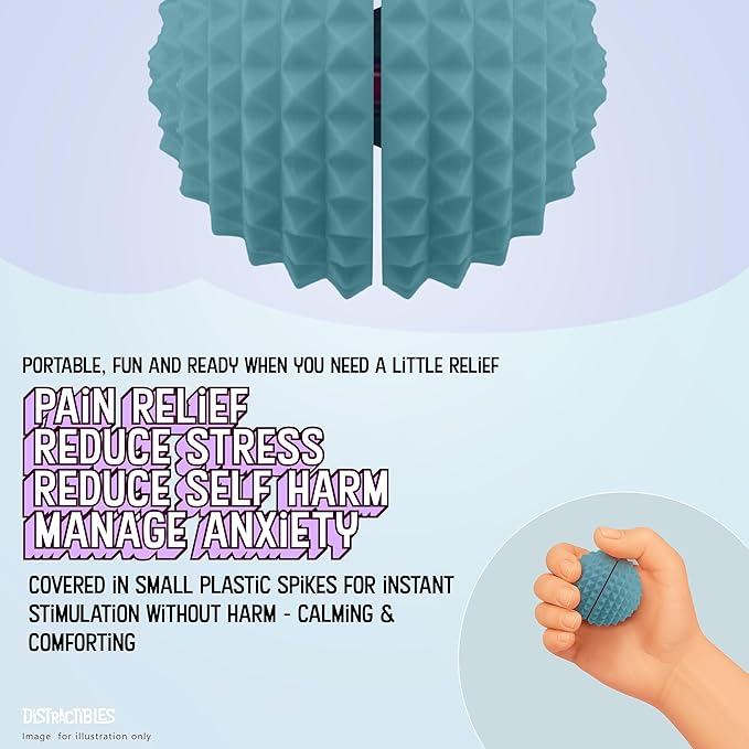 Round Spiked Sensory Fidget Clicker, Tactile Stimming Device with Mechanical Clicky Switches, Lanyard Attachment, Ideal for Pain Stim, ADHD, Autism & Stress Relief (Blue, Medium)