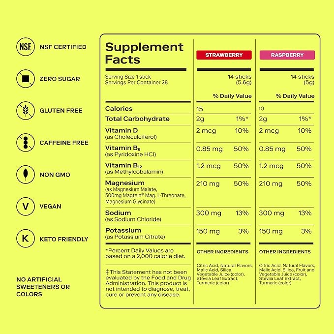 MAGNA Electrolyte Powder Drink Mix for Hydration, Energy & Focus Support with Magnesium L Threonate, Sodium, Potassium, Vitamin D, B6 & B12, Sugar Free, Summer Berries Flavor, 28 Servings