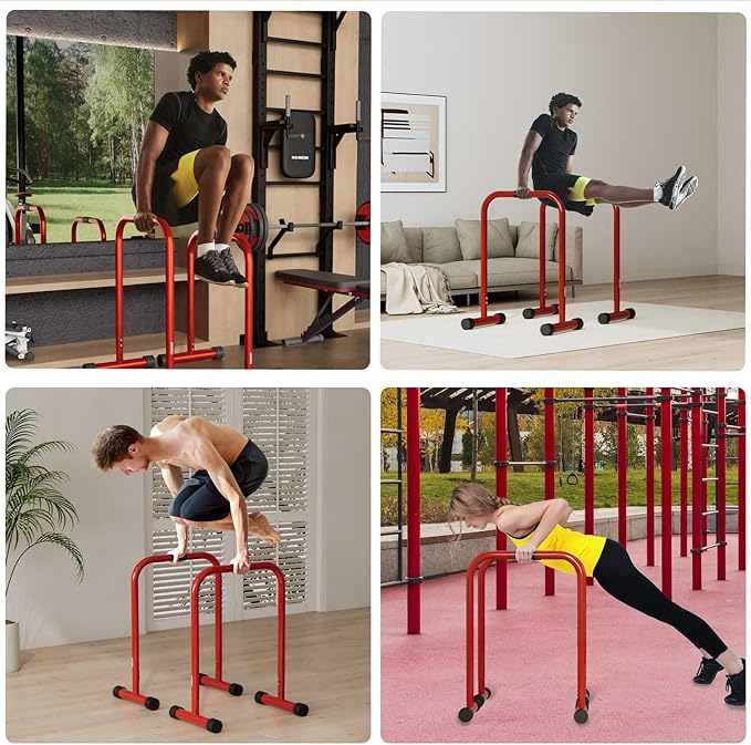 Adjustable Dip Bar, Dip Stand Station Functional Fitness Bar, Strength Training Founctional Dip Bars for Home, Fitness Equipment, Push Up Stand, Load Capacity 330LBS