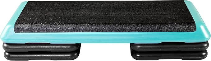 The Step (Made in USA) Original Aerobic Platform – Health Club Size – With Four Original Risers (Teal Platform with Black Risers), One Size