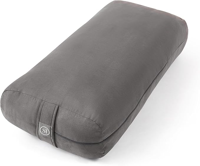 Meditation Cushion Bolster Pillow for Restorative Yoga – Supportive Cushion for Meditation, Pilates, and Relaxation – Filled with Buckwheat Hulls - Removable Cover