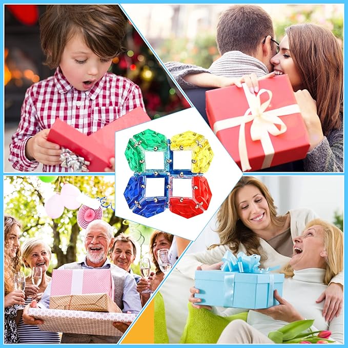 RoomyRoc Magnetic Fidget Sphere - Pentagons Magnets Balls - 12 Piece Set - Crystal Blue - Magnet Fidgets Toy - Creativity Beyond Imagination, Inspirational, Recreational, Desk Toys for Adults