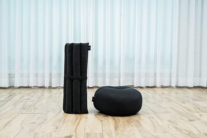 Leewadee Meditation Cushion Set – 1 Small Zafu Yoga Pillow and 1 Small Roll-Up Zabuton Mat Filled with Kapok