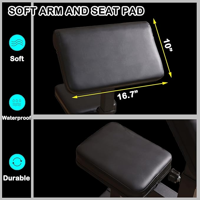 Fitness Black Adjustable Arm Preacher Curl bench, Bicep Tricep Curl Machine, Seated trenghthen Training Isolated Barbell Dumbell Station for Home Gym